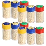 com-four® 1800x Zahnstocher aus Holz - 12 Dosen mit je 150 Zahnhölzern für den täglichen Gebrauch - Toothpicks - hölzerne Zahnstecher - 6,5 cm (1800 Stück - Set1)