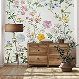 Yidbhsse Blumenmuster 3D Effekt Tapete 150x200 cm, Blüten Botanisch Wandtapete Wohnzimmer Wanddeko, vliestapete Pflanzen Floral Fototapete Schlafzimmer, Motivtapete