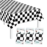 SietDESEO Tischdecke, karierte Flagge, 137,2 x 274,3 cm, rechteckig, Partyzubehör, kariert, Einweg-Tischdecke, kariert, 3 Stück