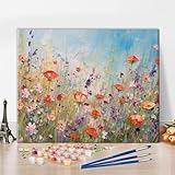 Abstrakte Blumen Malen nach Zahlen Erwachsene DIY Malen nach Zahlen Kits auf Leinwand Acrylmalerei nach Zahlen mit Pinseln Leinwand Geschenke Kunsthandwerk 40 x 50 cm(rahmenlos)