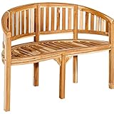 Divero 2 Sitzer Bananenbank Havana geschwungen aus Teak Holz unbehandelt – Farbe: braun