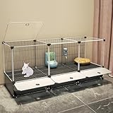 SGeneE Kaninchenkäfig für den Innenbereich, großer Weltraum-Hasenkäfig, mit erhöhtem Schallwand und Dachlicht, Kleintierhaus für Frettchen, Chinchilla