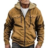 Generisch Winterjacke Herren Gefütterte Jacke Mit Kapuze Männer Einfarbiges Herren Winddicht Outdoorjacke Winter Oberbekleidung Fleece Weste Herren Teddy Jacke Herren Men's Thermal Flannel Shirt