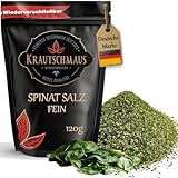 120g Spinatsalz von Krautschmaus, Kräutersalz, zum Würzen, Kochen und Braten, gemischt mit rosa Natursalz fein, bekannt als Himalaya Salz, Kristallsalz aus Salt Range Pakistan