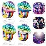 Discokugel Armband Partylicht, 4 Pack Musikgesteuert Disco Ball Licht USB Wiederaufladbar mit Saugnapf, Mini Led Licht Sternenhimmel Projektor Lampe, Disco Licht für Kind Party Auto Tanzen DJ