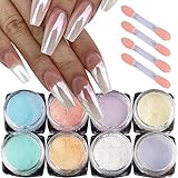 GZSYY Chrome Glitzerpuder Spiegel Nagel 8PCS Pearl Puder Nagel Pearl Mirror Chrome Glitter Nail Powder Chamäleon Nagel Pulver