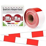 Absperrband 500m x 80 mm Flatterband rot weiß Baustelle Feuerwehr Polizei im Karton extrem reißfest 35 µm Baustellenband Sichern von Gefahrenstellen Absperren rotes Warnband für Kinder