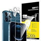 NEW'C 4 Stück, 2 x Panzer Schutz Glas für iPhone 12 Pro und 2 x Kamera Panzer Schutz Glas für Kameraschutz - kratzfest - keine Luftblasen - extrem widerstandsfähig - 9H-Härteglas