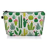 Sibba Kosmetiktasche aus Segeltuch Handtasche kleine Tasche Geldbörse Reißverschluss Federmäppchen Kulturbeutel Aufbewahrung Schönheit Make up Reisezubehör Teenager Mädchen Kaktus Taschen Organizer