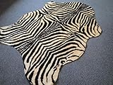 Orientbazar24 Kunstfell Teppich- Zebra Schwarz 220 x 150, Tier Fell, Tiermuster in Weiß Schwarz