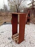 Zen Man Edelrost Kaminholzregal Garten Kaminholzunterstand Holzregal aus Metall Handarbeit 1.2mm (031999: 35 * 50*H125cm) 12kg