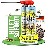 HEIMWERT Wespenspray Turbo mit Langzeitwirkung Repellent - Sicher Wespennest entfernen dank Spezialformel Made in Germany - 600 ml Vorteils Spray gegen Wespen + große Nester (2er Set)
