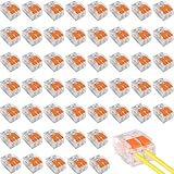 50 Stück Kabelverbinder,Kabelklemmen,Kabelklemmen Elektro Lüsterklemmen Mit Betätigungshebel,Elektrische Anschlussblöcke,Verbindungsklemmen,Für Feste Kabe 2-5 Leiter (Orange)