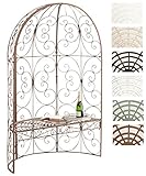 CLP Eisen-Gartenbank Rosie Mit Überdachung I Bank Mit 2 Sitzplätzen I Dekorativer Bepflanzbarer Gartenpavillon Mit Bank I Eisen-Laubenbank, Farbe:antik braun