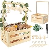 Babyparty Geschenk mit Holz Babykorb auf Rädern | Praktischer Baby Schrank mit Griff & 5 Regenbogen Puppenkleiderbügeln | Geschenkkorb für Babyshower(Regenbogen)