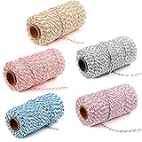Fyfjur Bäcker Schnur, Baumwollschnur, 5 Rollen und 500M Mischfarben-Baumwollgarn, Paketschnur für Floristik, Geschenke, DIY-Kunst, Tags, Backen, Gartenarbeit, Metzger (2MM)