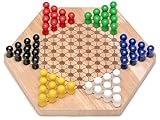 Natureich Holz Halma Spielzeug mit Spielfiguren/Montessori Spiel zur Entwicklung der Logik & Lernen von Abläufen und Formen Gross Natur Senioren & Kinder ab 5 Jahre bunt XXL