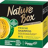 Nature Box festes Shampoo Frische (85 g), Haarshampoo mit kaltgepresstem Melonen-Öl für fettigen Ansatz & trockene Spitzen, Shampoo in recycelbarer Verpackung