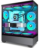FOIFKIN F1 PC Gehäuse - Vorinstallierter 5 PWM ARGB-Lüfter, ATX Mid-Tower Gaming PC Gehäuse, 270° Panoramaglas mit Type-C (Schwarz, F1)