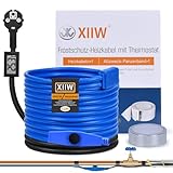 12M Frostschutz Heizkabel mit Thermostat und Temperaturanzeige, 230V Heizleitung Rohrbegleitheizung 16W/M für Wasserleitung, Wasserdicht Begleitheizung Heizkabel für Rohrleitungen