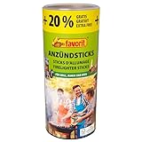 Favorit 1257 Anzündestiks Naturholz; Praktische Anzünder aus Echtholz und Wachs, besonders brennstark und einfach zu verwenden; in praktischer Vorratsbox, 100 Stück + 20% gratis