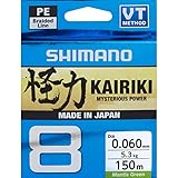 SHIMANO Kairiki 8, 150 Meter, grüne Mantis, 0,130 mm/8,2 kg, geflochtene Angelschnur, 59Wpla58R02