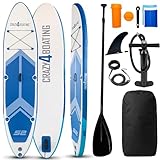 Crazy4Boating SUP Board Set S2 – Aufblasbares Stand Up Paddle Board 320 cm – Touring Komplettset mit Paddel, Pumpe, Finne & Rucksack