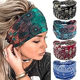 Acenail Boho-Stirnbänder für Damen, breite Stirnbänder, geknotet, Turban-Stirnband, rutschfest, elastisch, Blumenhaarband, Workout, Haarschals, Yoga, Schweißbänder, böhmische Kopfwickel für Frauen und