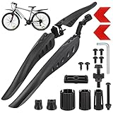 Hejo Fahrrad Schutzblech Set, Universal Schutzbleche Mountainbike mit 2 Roten Reflektoren Aufkleber Sticker, Einstellbar Vorne Hinten Mudguard Schutz für 24-29 Zoll MTB Rennrad