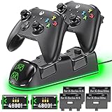 OIVO Xbox Controller Ladestation mit 2X 4800mWh Wiederaufladbaren Akku für Xbox One/Xbox Series X/S Elite, Xbox One Controller Ladestation mit Xbox akku für Xbox Series/One Controller