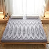 Tragbare Roll-Matratze, 90 x 200 cm, 5 cm dick, Futon für Einzel-/Doppelbett, perfekt für Schlafsäle, Wohnungen, Gästezimmer, Grau