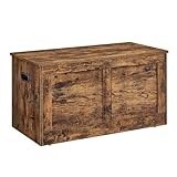 VASAGLE Storage Chest, Storage Bench, Blanket Box with 2 Safety Hinges, Shoe Storage Bench, Barn Style, 40 x 80 x 46.5 cm, for Hallway, Bedroom, Living Room, Rustic Brown LSB064K01, Vintagebraun