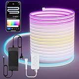 10m Neon Led Strip, 24V RGB mit IC LED Wasserdicht Flexible Neon Rope Lights mit Controller, APP Intelligente Steuerung, Musiksynchronisation,für Schlafzimmer, Wohnzimmer und Außendekoration