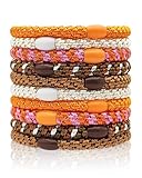 Kisvic Haargummis Damen Mehrfarbigen, 10 Stück Mode Geflochtene Hair Ties, Elastische Haarbänder für Frauen/Mädchen/Kinder,Dickes und Lockiges Haar (Karamell)