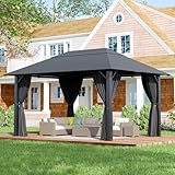 Devoko Pavillon 3x4 Wasserdicht Stabil,Gartenpavillon Winterfest,Partyzelt UV50+ Alu Pavillion,Plane Pavilion für Hinterhof,Gartenzelt Grau
