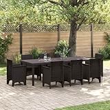 WSJHUHK Gartentisch braun 250 x 100 x 73 cm Polyrattan-Möbel Gartenmöbel Outdoor-Tische