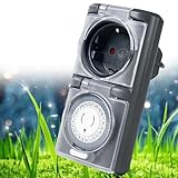 Premium Zeitschaltuhr Aussenbereich - 1 Stück - Zeitschaltuhr Steckdose außen IP44, mechanischer Zeitschalter analog außen - Outdoor Timer, Zeitschalter für Steckdose außen, hohe Schaltleistung