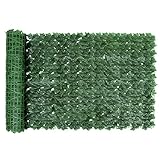 SUNJULY Künstlicher Efeu Sichtschutzzaun, 1M x 3M Erweiterbarer Künstlicher Heckenzaun und Künstlicher Efeu, Balkon Sichtschutz Efeu, Garten Sichtschutz Panel, Rankenblatt Dekoration (1 Stück)