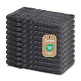 Lavea® 10er Set Waschhandschuh 15x21 cm – Saugstarke und Weiche Waschhandschuhe aus 100% Baumwolle, Frottierserie Elena – Waschbar und Strapazierfähig – Anthrazit
