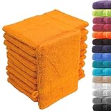 Generisch Loomiva Premium Waschhandschuhe Waschlappen Set 10 Stück, 16x21 cm, 100% Baumwolle Frottier, 500 g/m² | (Orange)