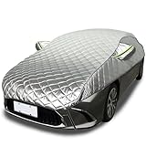 Silver Hagelschutz Autoabdeckung Wasserdicht UV-Beständig – Dicke Auto Abdeckplane Outdoor Halbgarage für Seat Tarraco Winter & Sommer,Atmungsaktiv & Reißfest,Doppellagige Baumwolle