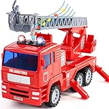 Feuerwehrauto Ab 2 3 4 Jahre – Feuerwehr Spielzeug Auto Kinder Mit Wasserspritze Licht & Sound, Feuerwehrauto Groß Spielzeugauto Geschenk für Jungen 2 3 4 5 Jahre