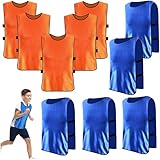 AzulLanse 10er Set Fußball Leibchen für Kinde,Trainingsleibchen,36 * 56 cm,ohne Logo,Team-Spiel Bibs,für Kinder Jugend Spiel Sport Fussballtraining Zubehör,Westen fürs Teamtraining (5 orange+5 blue)