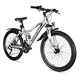Bergsteiger Broome 26 Zoll Kinderfahrrad, 21 Gang-Schaltung, StVZO, Mountainbike mit Vollfederung, Scheibenbremsen & Dynamo-Licht, geeignet für 8, 9, 10, 11, 12, 13 Jahre, Jungen & Mädchen
