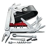 VICTORINOX, Schweizer Taschenmesser Swiss Tool X Plus Ratchet, 40 Funktionen, Multitool inkl. Kombi-Spitzzange, Feststellklinge, Silber