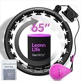 Leann L!fe U2 Schwarzer Hula-Hoop-Reifen mit 32 Knoten, 48,3 cm - 165,1 cm, verstellbarer gewichteter Hula-Hoop-Reifen für Kinder & Erwachsene, Gewichtsverlust, Infinity-Hoop-Übergröße, Bauchtrainer,