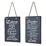 2er Set Wandbilder Sprüche 15x20cm Rezept Schilder Schiefer Schiefertafel Deko Wanddeko Familie Freunde