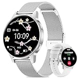 Miecgth 2025 NEU Smartwatch Damen, 1.27' TFT Voll Touchscreen Smart Watch mit Telefonfunktion Pulsuhr 120+ Sportmodi Menstruationszyklus IP68 Schlafüberwachung Fitness Tracker iOS Android (Silber)