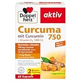 Doppelherz Curcuma 750 mit Curcumin + Vitamin D3 1000 I.E. – Vitamin D unterstützt die normale Funktion des Immunsystems – 60 Kapseln