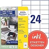 AVERY Zweckform 6122 Adressaufkleber (240 Klebeetiketten, 70x36 mm auf A4, bedruckbare Absenderetiketten, selbstklebende Adressetiketten mit ultragrip, ideal fürs HomeOffice) 10 Blatt, weiß